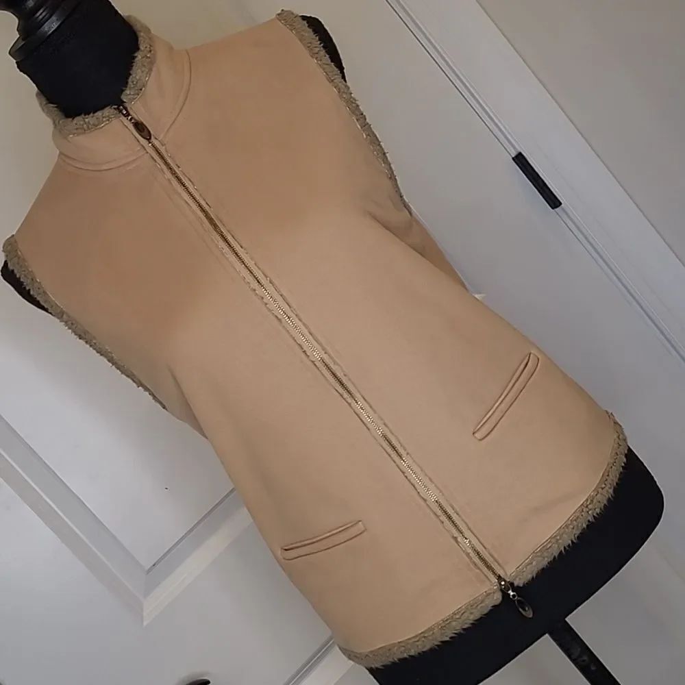 Dana Buchman Tan Fleece Jacket Vest